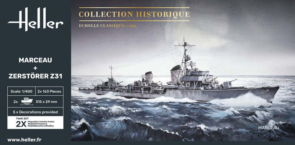Heller Twinset Marceau + Zerstörer Z31 1/400 maquette bateau WWII