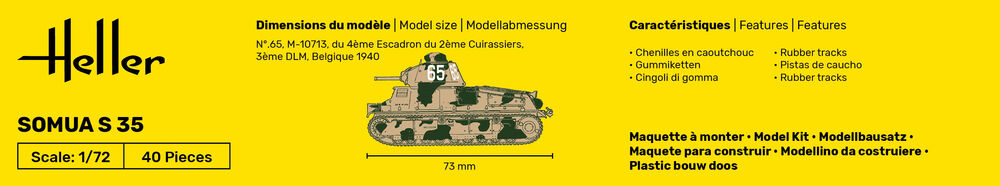 Heller Starter Kit Somua S35 1/72 maquette char complet