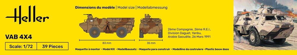Heller Starter Kit VAB 4x4 maquette militaire 1/72 complet