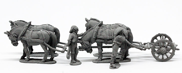 Perry Napoleonic SPA 40 limber figurines 28mm 4 mules muletiers