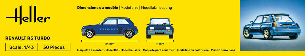 Heller Starter Kit Renault R5 Turbo 1/43 Maquette Voiture Rallye