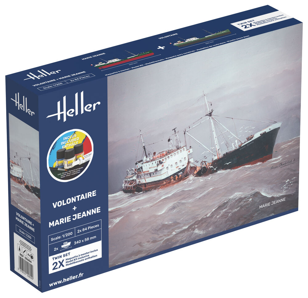 Heller Twinset Starter Kit Volontaire + Marie Jeanne maquette bateau 1/200