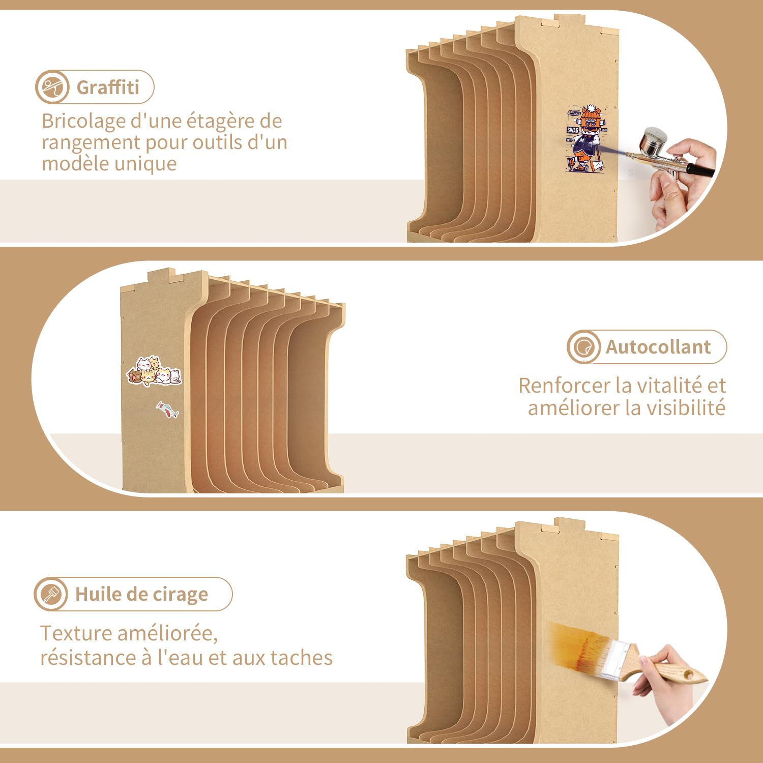 Bucasso Hobby Organizer GK7 étagère grappes 8 fentes MDF