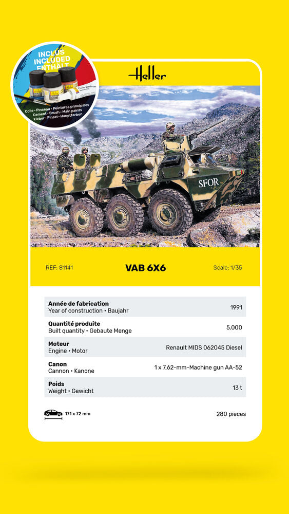 Heller Starter Kit VAB 6x6 1/35 maquette militaire blindé