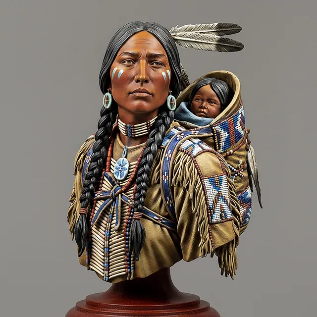 Art Girona Busts Sacajawea buste à peindre Amérindienne