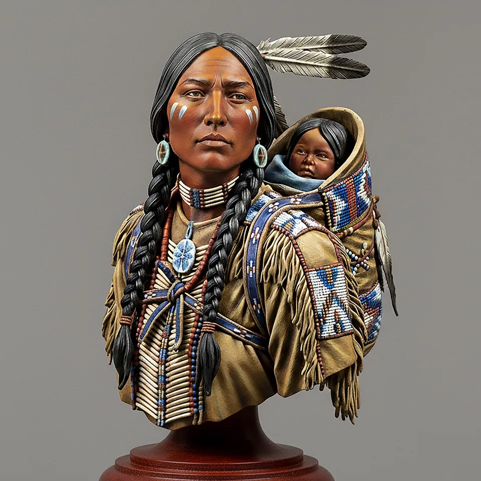 Art Girona Busts Sacajawea buste à peindre Amérindienne