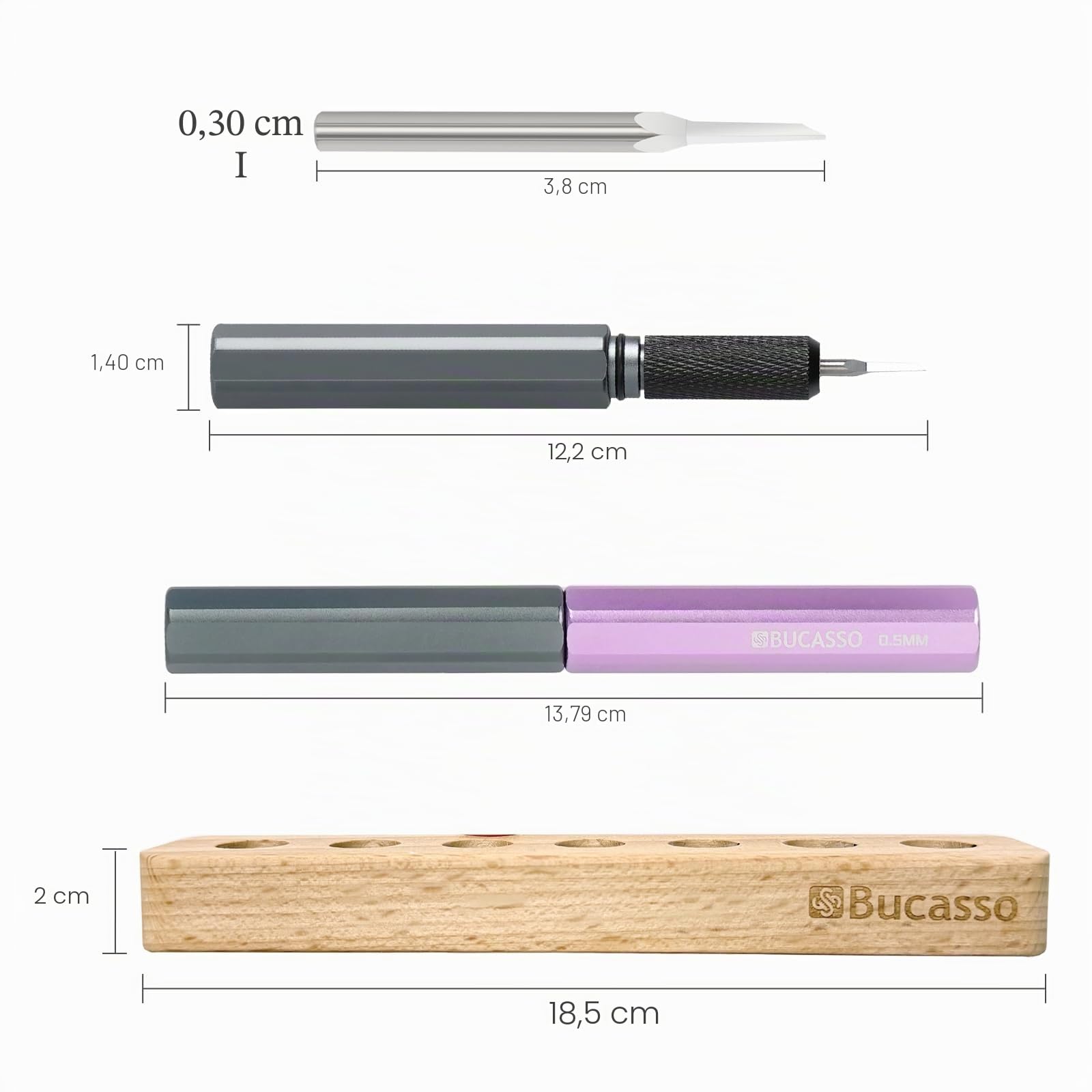 Bucasso Tools Scriber set gravure 7 lames tungstène atelier