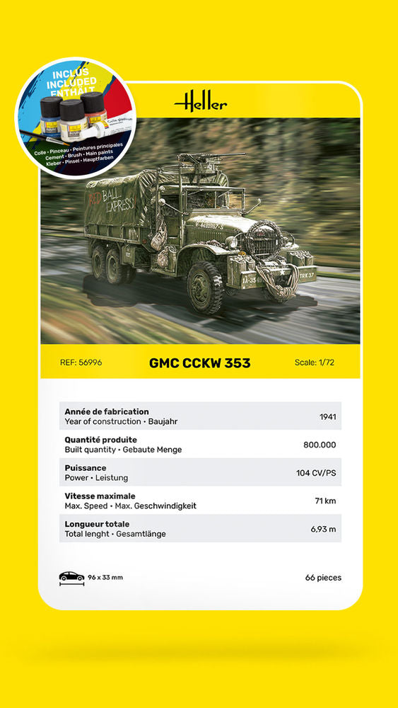 Heller Starter Kit GMC CCKW 353 1/72 maquette camion US