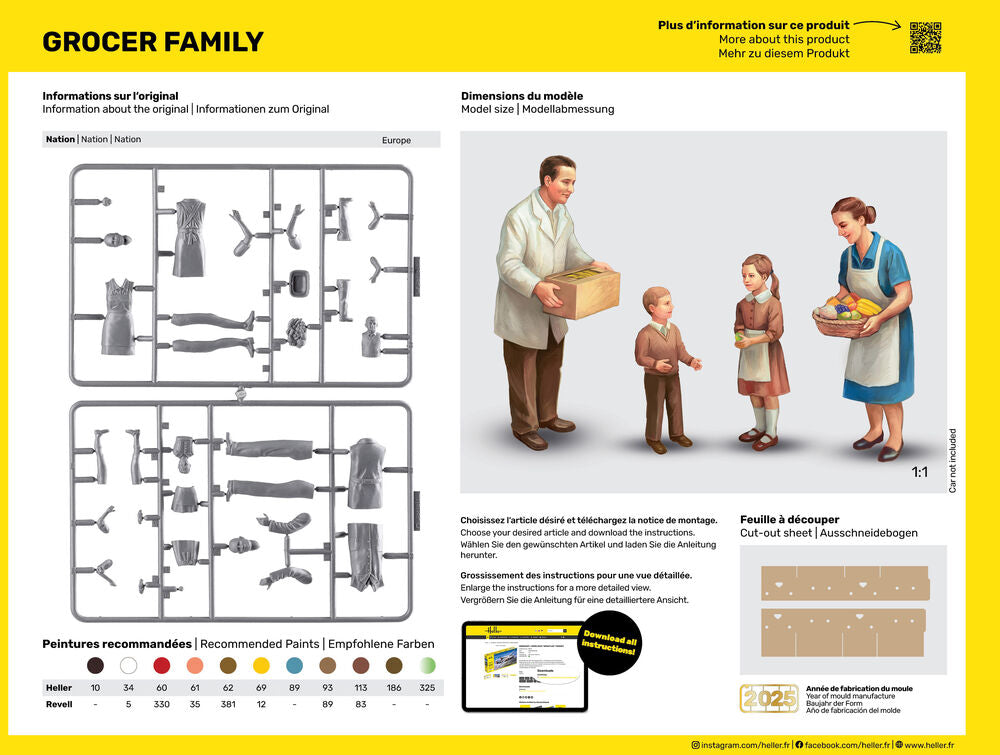 Heller Starter Kit Famille d'épiciers 1/24 figurines plastique