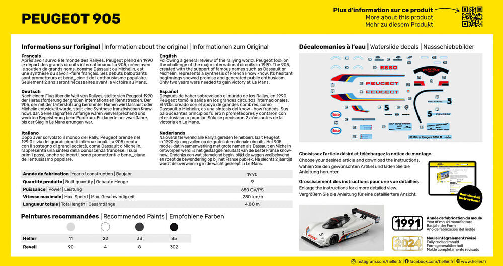 Heller The 9.99 Peugeot 905 1/43 maquette voiture endurance