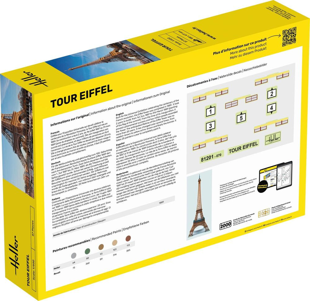 Heller Starter Kit Tour Eiffel 1/650 maquette monument avec peintures