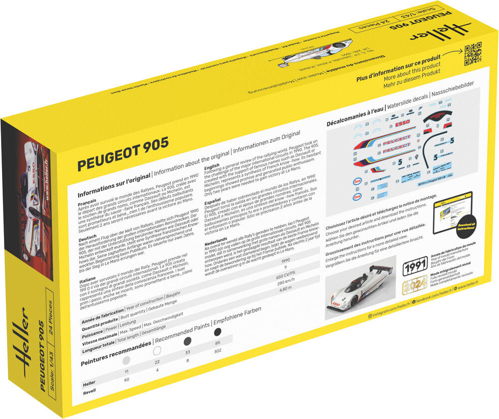 Heller The 9.99 Peugeot 905 1/43 maquette voiture endurance