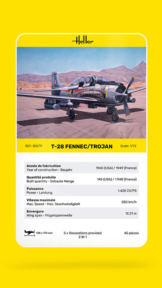 Heller The 9.99 T-28 Fennec Trojan avion 1/72