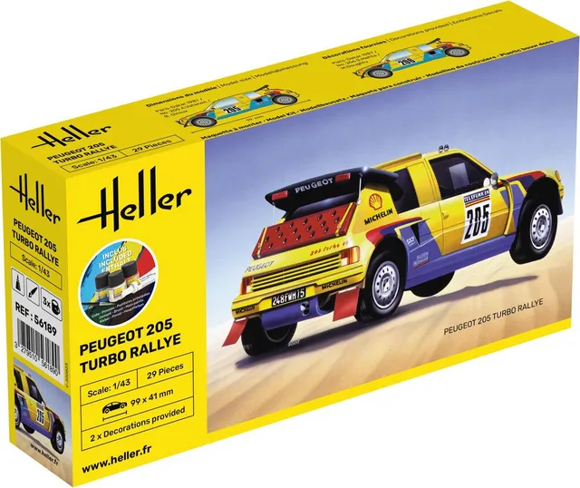 Heller Starter Kit Peugeot 205 Turbo Rallye 1/43 maquette auto
