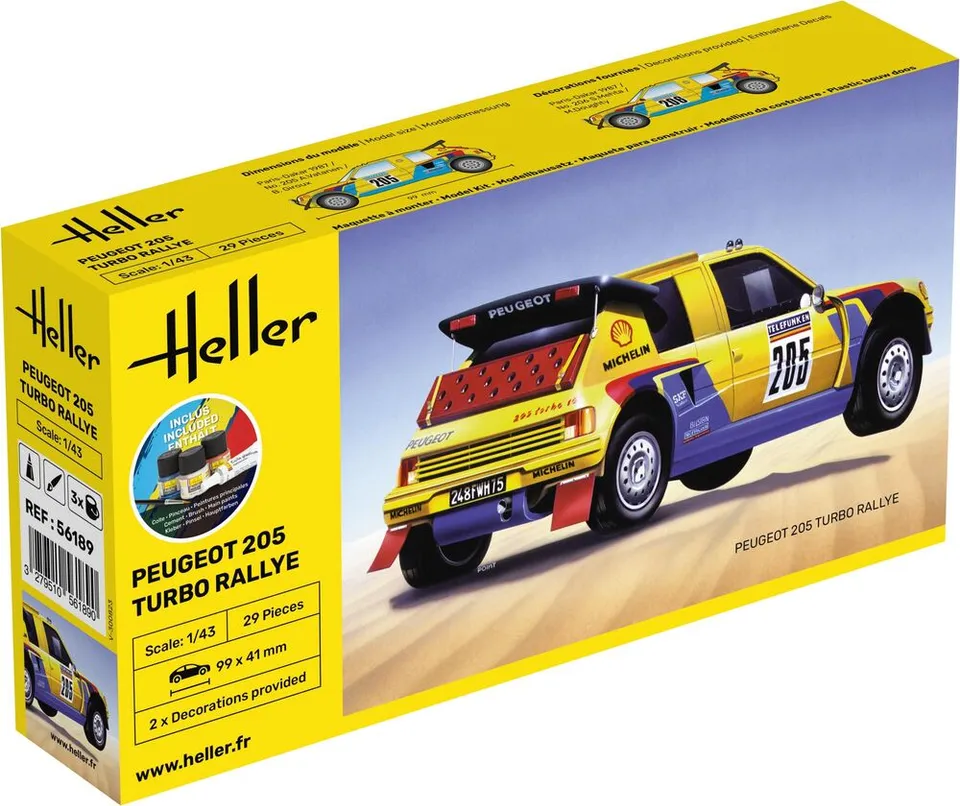 Heller Starter Kit Peugeot 205 Turbo Rallye 1/43 maquette auto