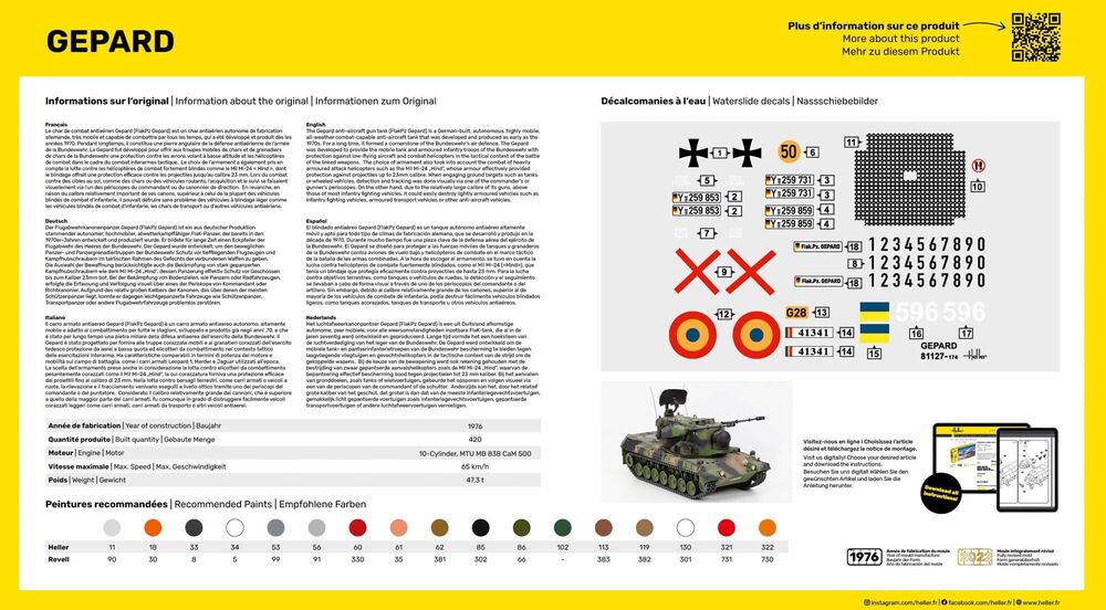 Heller Gepard FlakPz maquette char 1/35 antiaérien