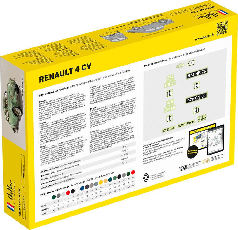 Heller Starter Kit Renault 4 CV maquette voiture 1/24 complète
