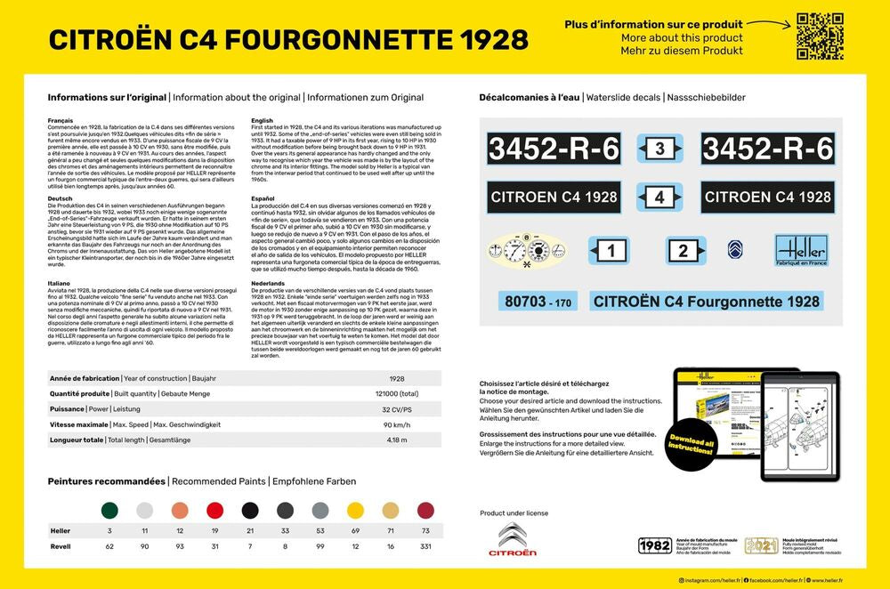 Heller Citroen C4 Fourgonnette 1928 maquette voiture 1/24