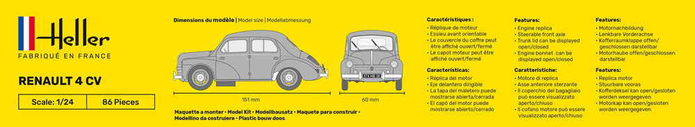 Heller Historical Collection Renault 4 CV maquette 1/24 citadine
