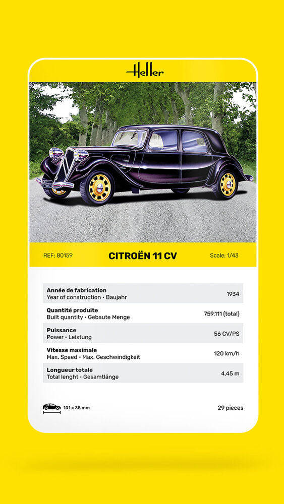 Heller The 9.99 Citroën 11 CV 1/43 maquette voiture traction