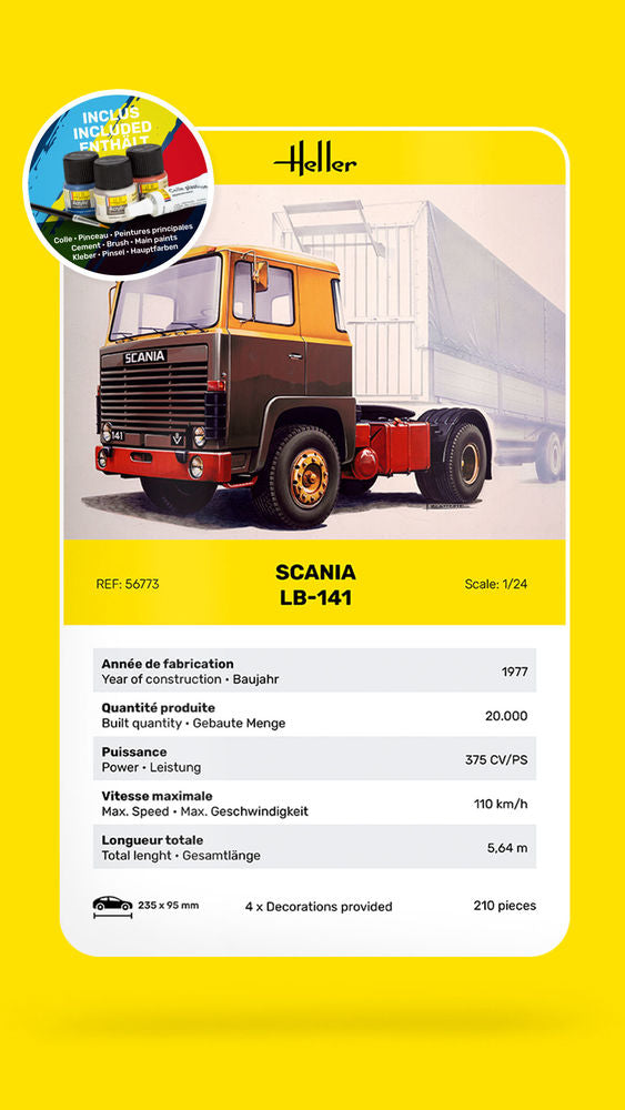Heller Starter Kit Truck LB-141 1/24 maquette camion Scania
