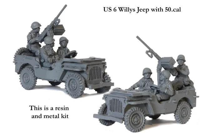 Perry US 6 Jeep Willys 50 cal kit résine métal 28mm WWII