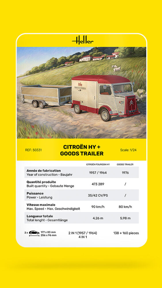 Heller Citroen HY + remorque 1/24 maquette fourgon