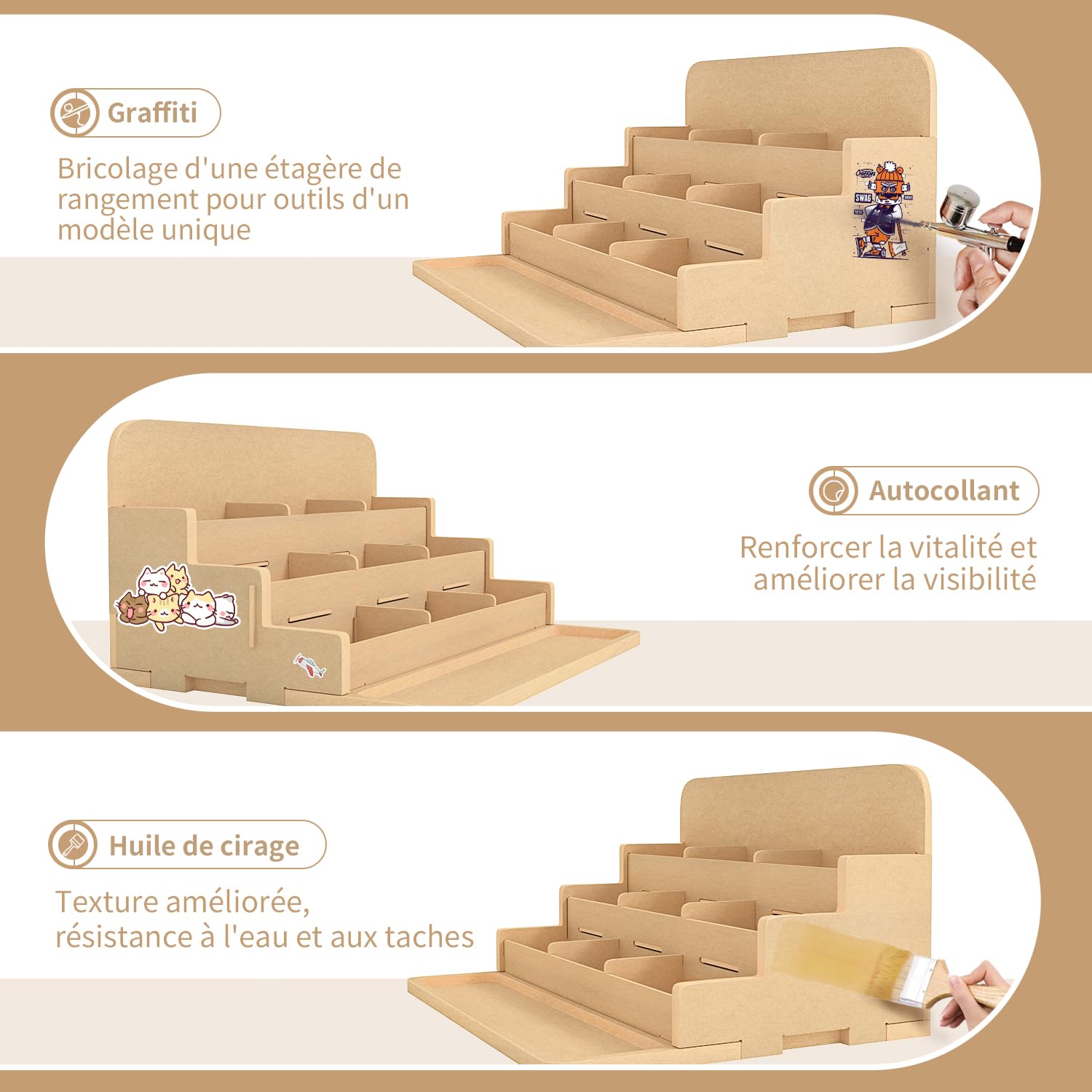 Bucasso Hobby Organizer GK3 rack peinture 24 pots MDF