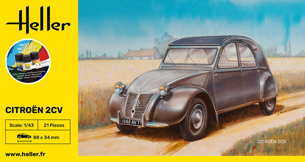 Heller Starter Kit Citroen 2 CV 1/43 kit maquette voiture