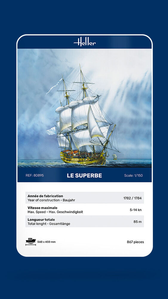 Heller Historical Collection Le Superbe 1/150 vaisseau 74 canons