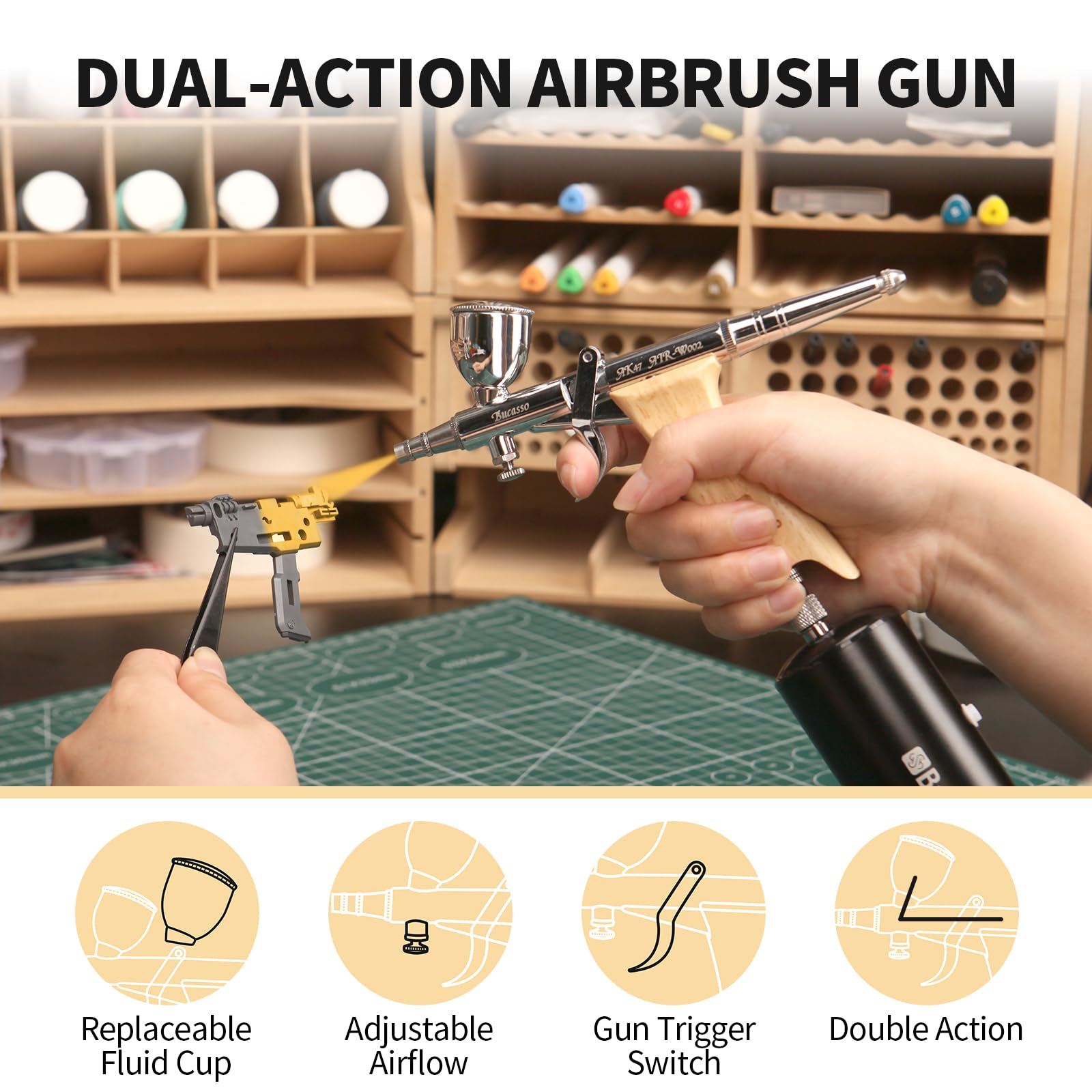 Bucasso W002 kit buse aiguille aérographe 0.3 mm