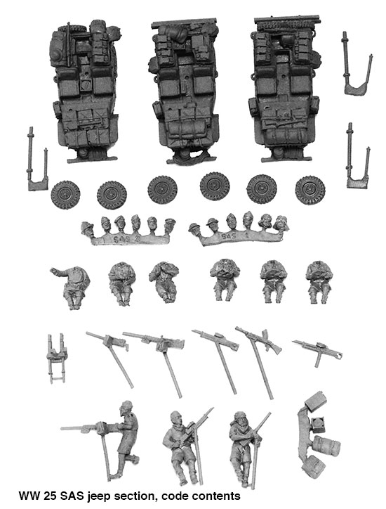 Perry World War 2 WW25 SAS Jeep Section maquette 28mm résine