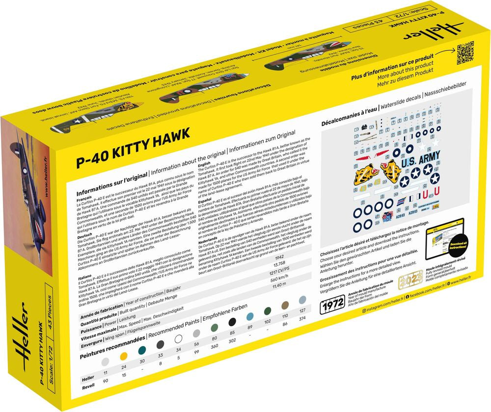 Heller Starter Kit P-40 Kitty Hawk 1/72 maquette avion militaire