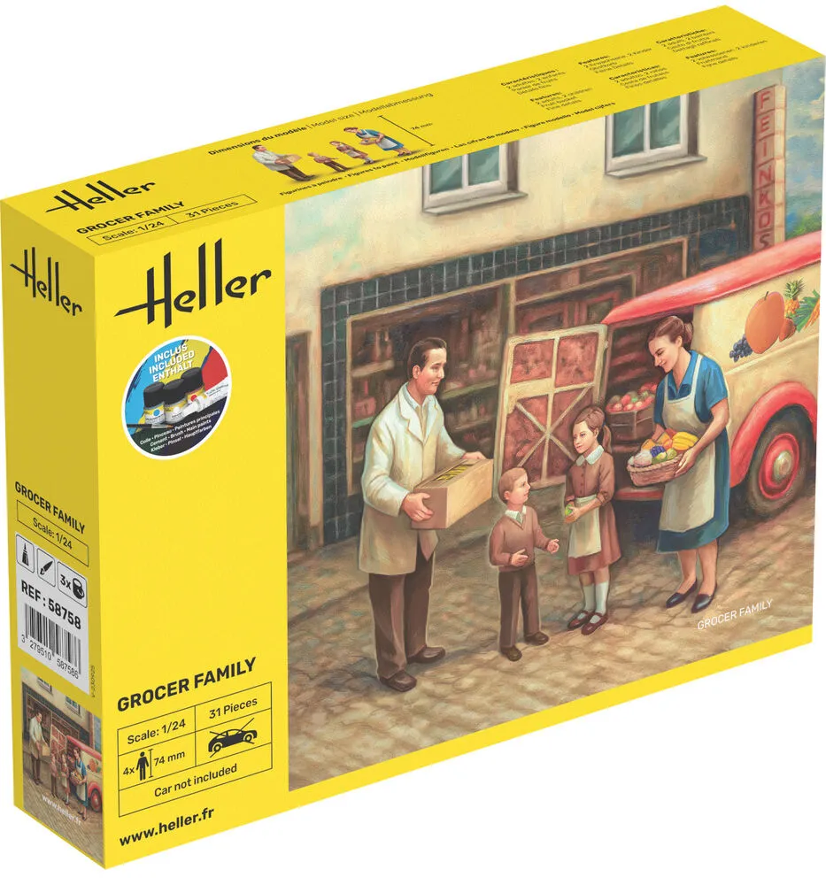 Heller Starter Kit Famille d'épiciers 1/24 figurines plastique