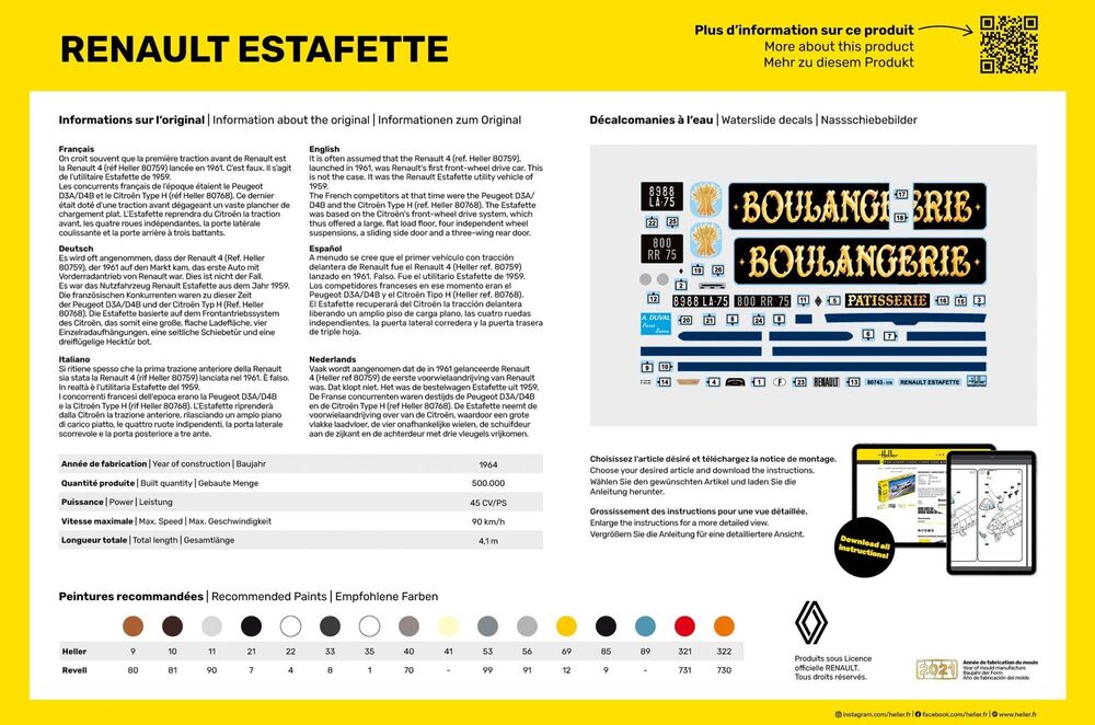 Heller Historical Collection Renault Estafette maquette voiture 1/24