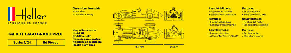 Heller Starter Kit Talbot Lago Grand Prix 1/24 maquette voiture kit complet