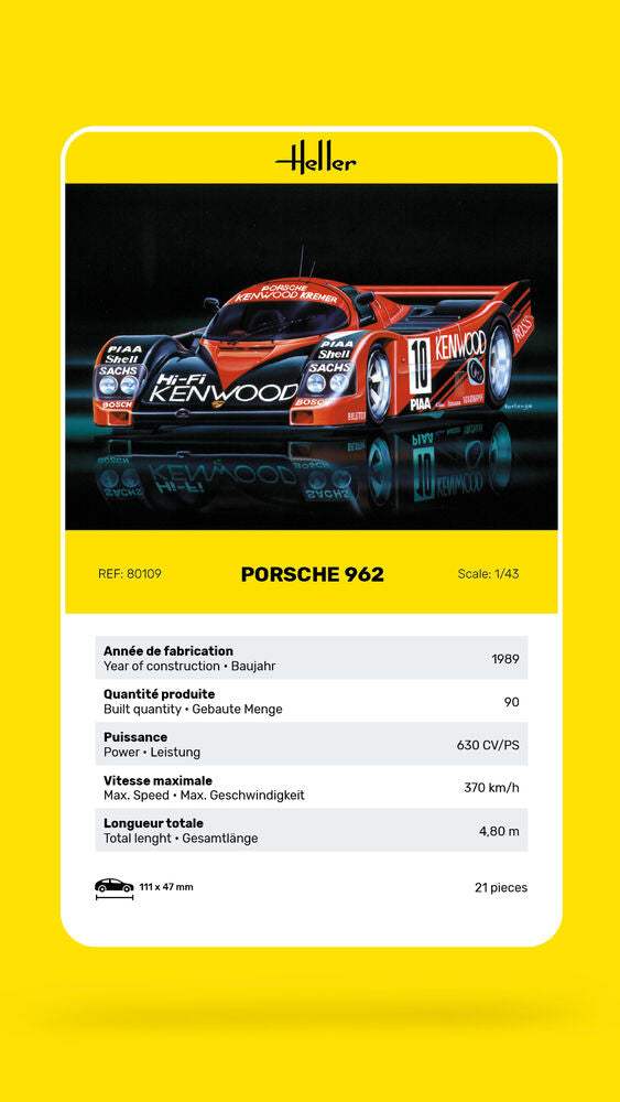 Heller The 9.99 Porsche 962 1/43 voiture course