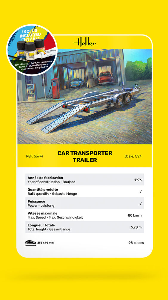 Heller Starter Kit Car Transporter Trailer maquette camion 1/24 complète