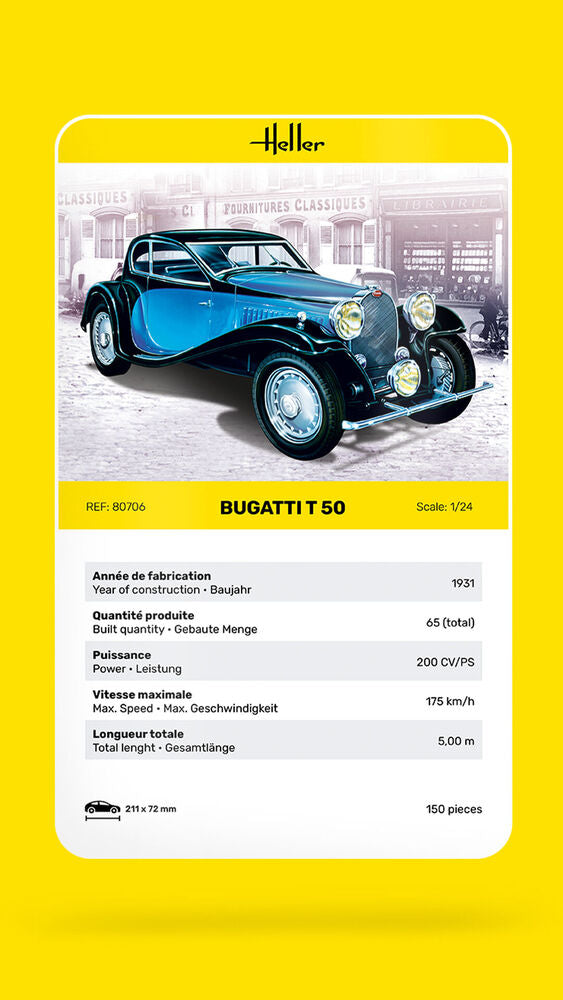 Heller Historical Collection Bugatti T50 1/24 maquette voiture