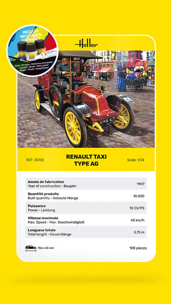 Heller Starter Kit Renault Taxi Type AG 1/24 maquette voiture kit complet