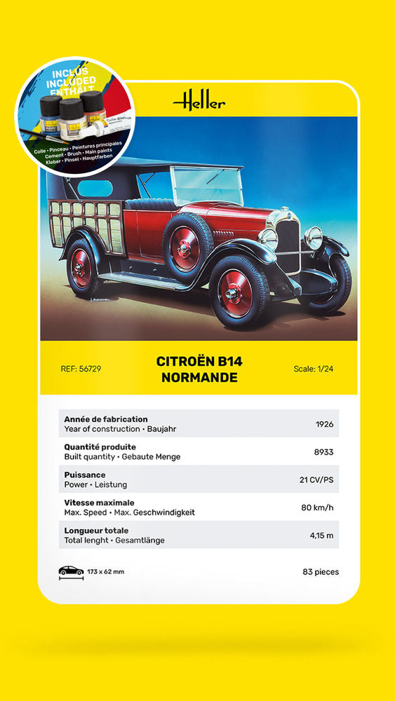 Heller Starter Kit Citroën B14 Normande maquette voiture 1/24