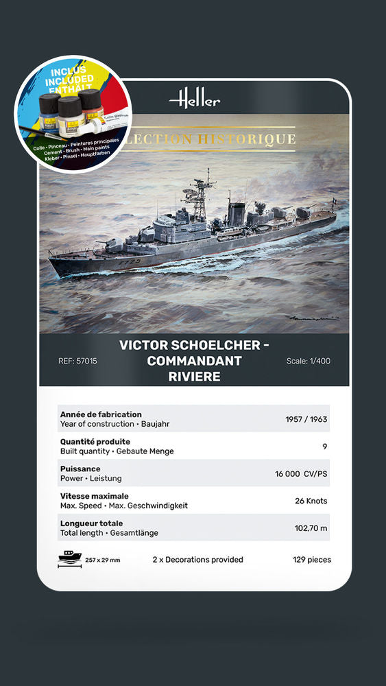 Heller Starter Kit Victor Schoelcher maquette bateau 1/400 complet