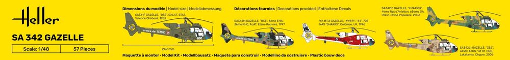 Heller SA 342 Gazelle 1/48 Maquette Hélicoptère Militaire