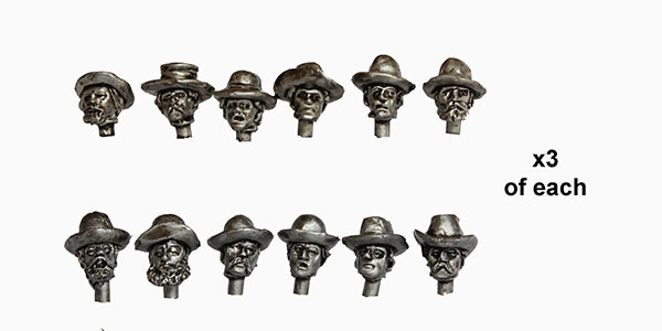 Perry Miniatures American Civil War ACW27 têtes chapeaux mous 36 pièces