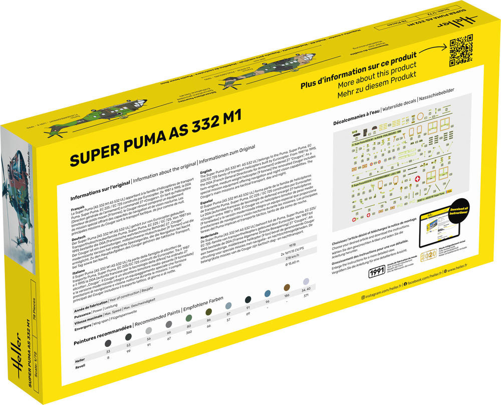 Heller Starter Kit Super Puma AS 332 M1 1/72 maquette hélico