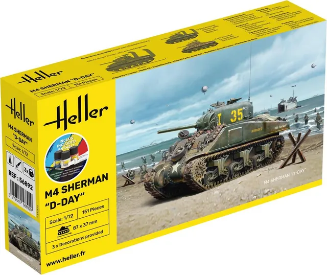 Heller Starter Kit M4 Sherman D-Day 1/72 maquette char