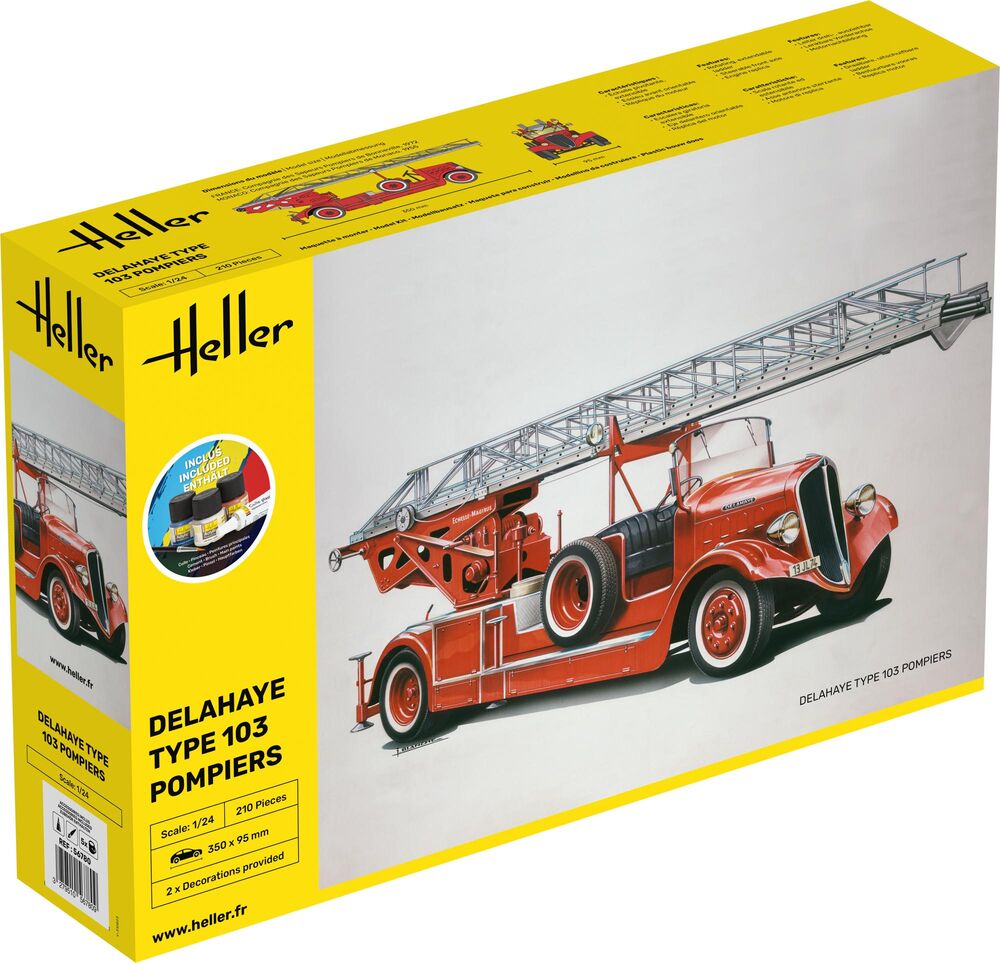 Heller Starter Kit Delahaye Type 103 Pompiers 1/24 maquette camion