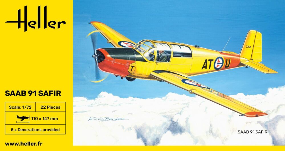Heller The 9.99 Saab Safir 91 maquette avion 1/72 hélice