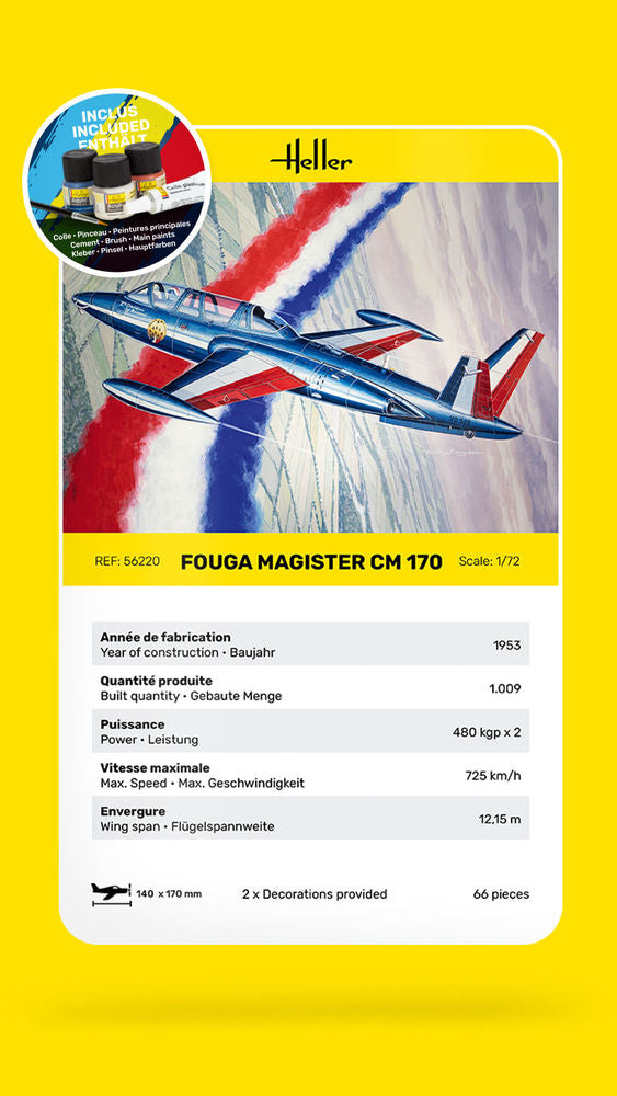 Heller Starter Kit Fouga Magister CM 170 1/72 maquette avion