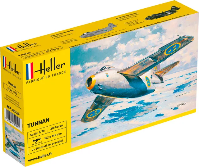 Heller The 9.99 Tunnan 1/72 maquette avion jet suédois